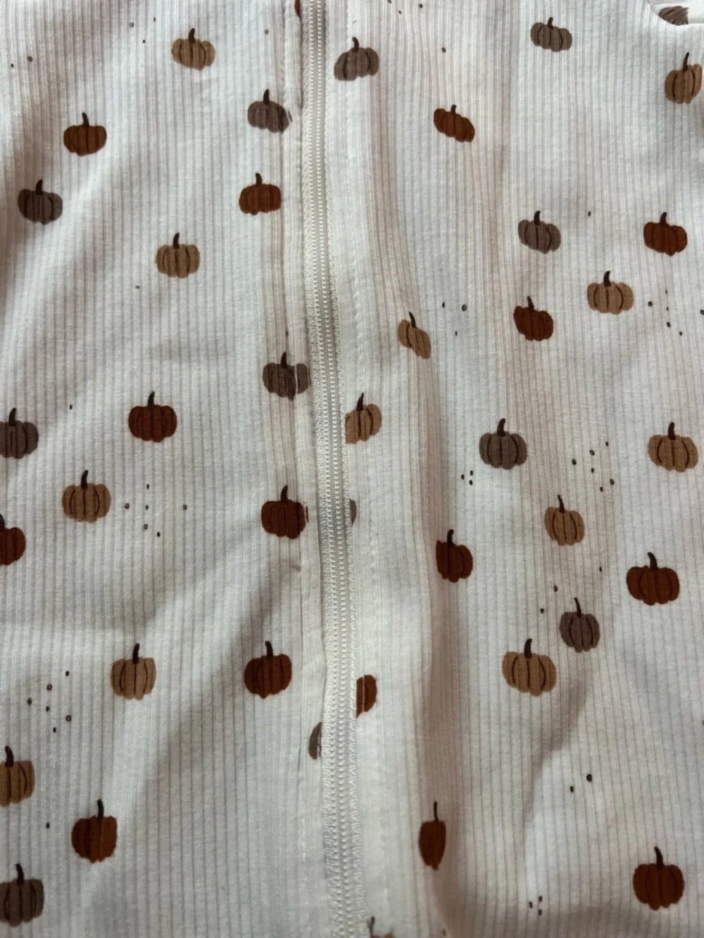 New - Firsts by Petit Lem Cream Pumpkin-Print Footed Onesie